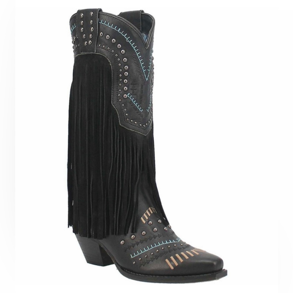 Dingo Gypsy Black Fringe Cowboy Western Boots New